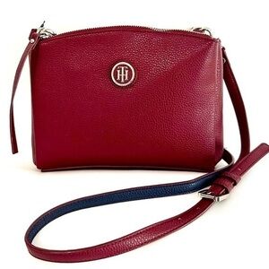 Tommy‎ Hilfiger Sadie Maroon Leather Cross body Handbag